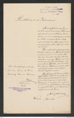 k.k. naturhistorisches Hofmuseum, Intendanzakten 1885-1896 (Hauer), Aktenzahl Z.565/1892, Seite 1